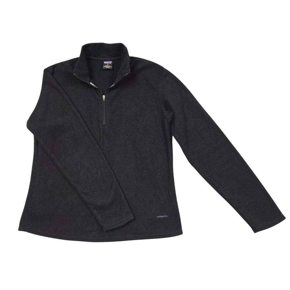 Vintage Patagonia Capilene Pullover Women M Black Hiking Gorpcore Layering EUC